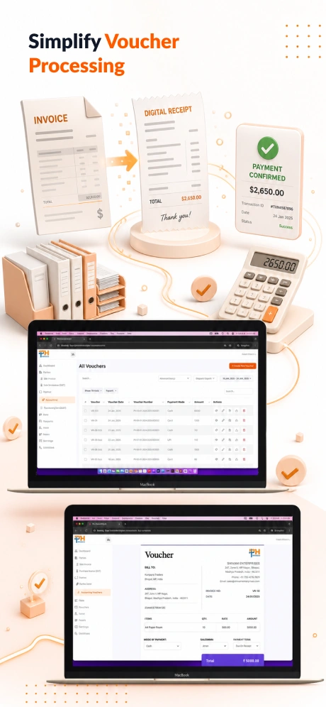 E-Billing system voucher processing dashboard