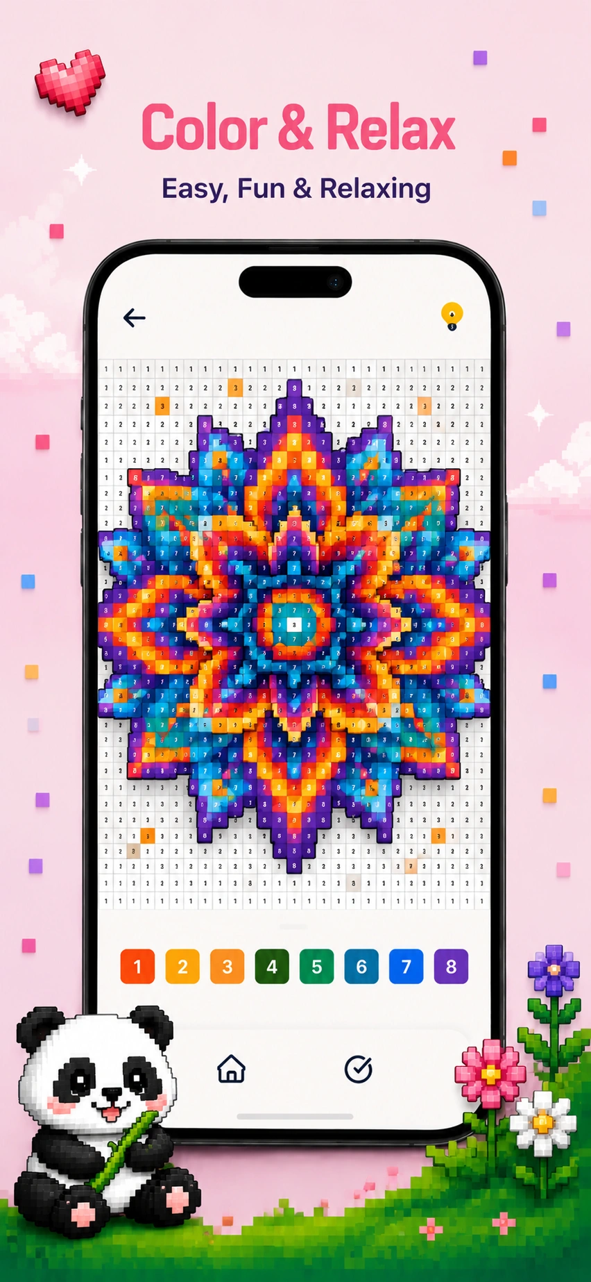 Pixel Colour app number-to-colour canvas