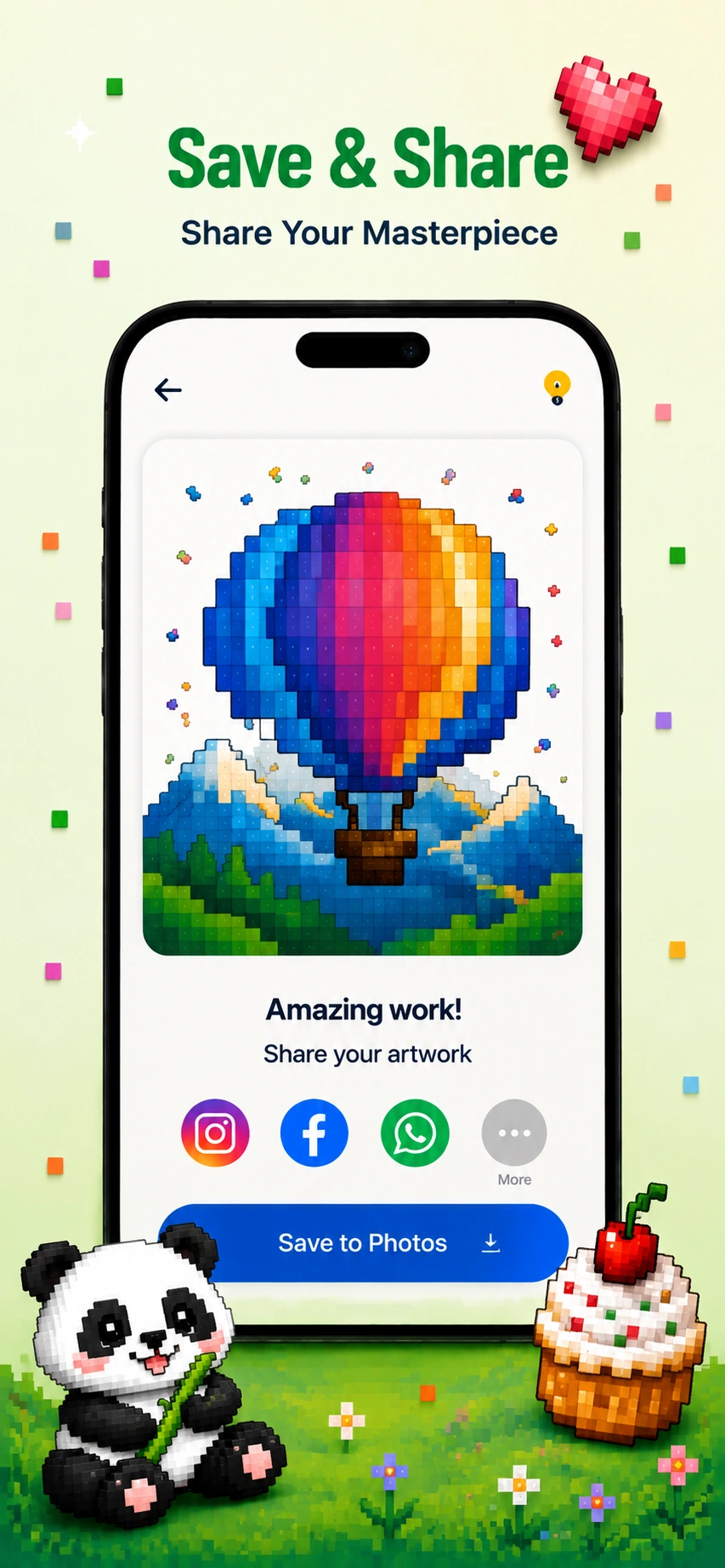 Pixel Colour app completed artwork gallery
