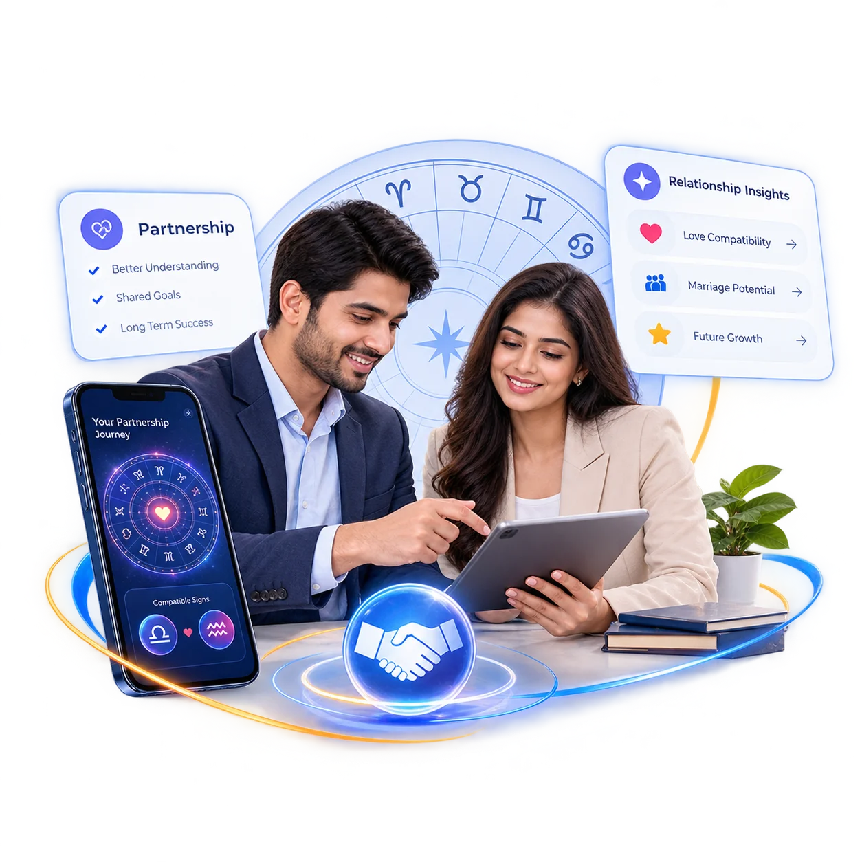 Astrology and horoscope app interface featuring zodiac insights and a cosmic digital experience