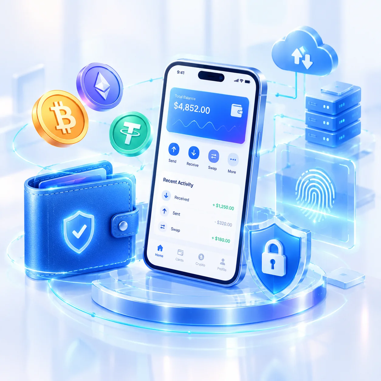 Secure digital wallet with biometric authentication and mobile banking features