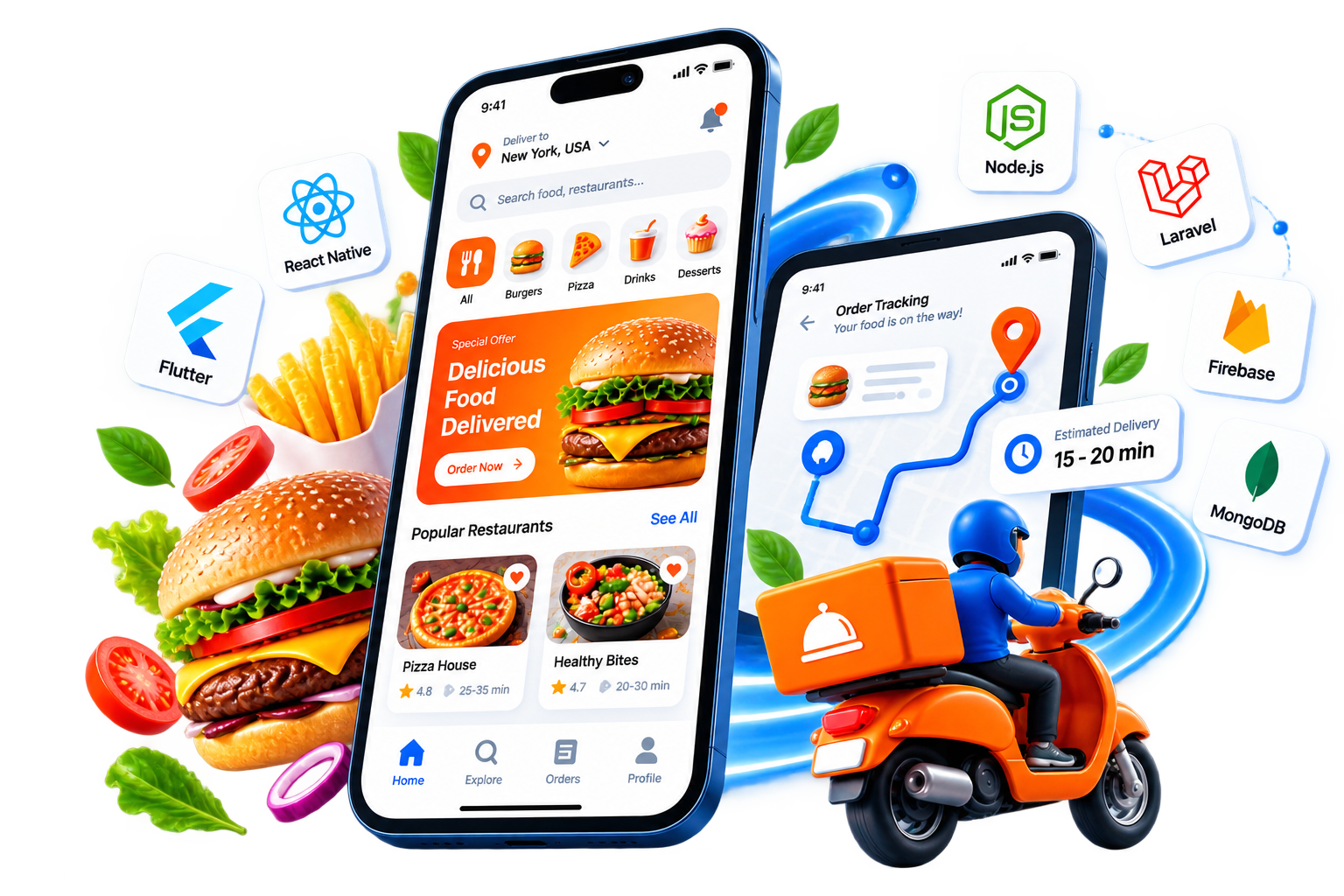 Food and delivery app technology showcase
